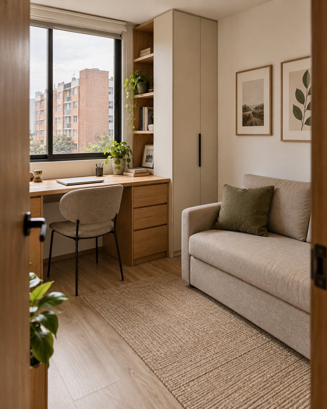 Estudio con escritorio y sala de lectura